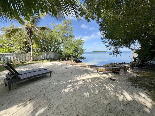 view of yard with a water view