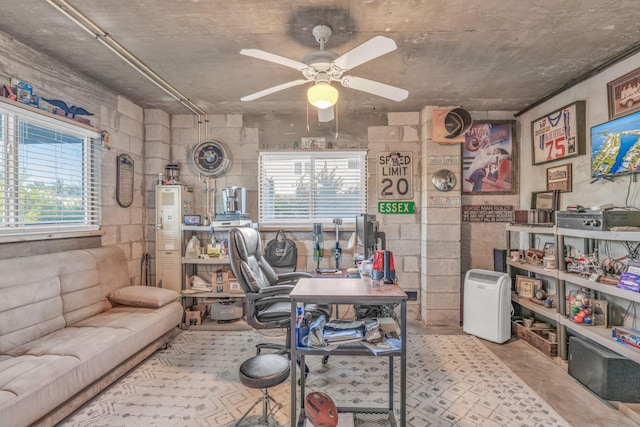 office featuring ceiling fan