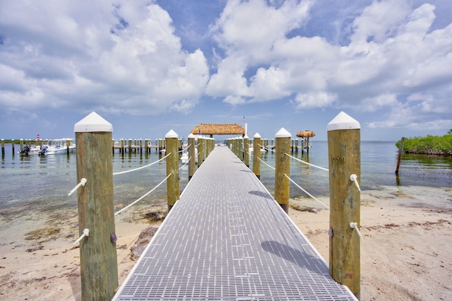 dock area featuring a water view