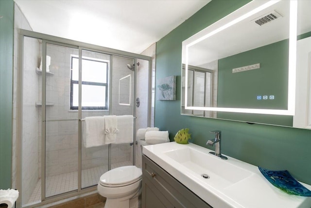 1998 Overseas Hwy Unit A31, Marathon, FL 33050 - bathroom with vanity, visible vents, toilet, and a shower stall