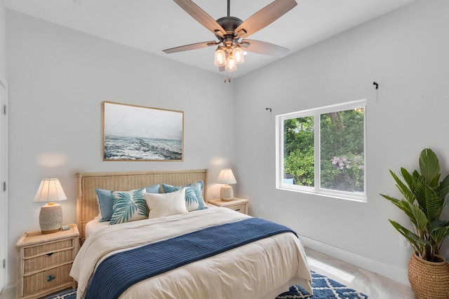 811 La Paloma Rd, Key Largo, FL 33037 - bedroom with baseboards and a ceiling fan