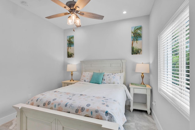 811 La Paloma Rd, Key Largo, FL 33037 - bedroom featuring baseboards, a ceiling fan, and recessed lighting