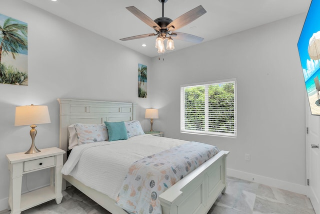 811 La Paloma Rd, Key Largo, FL 33037 - bedroom with baseboards, recessed lighting, and ceiling fan