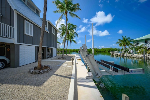 view of dock featuring a water view