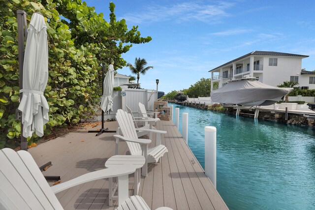 dock area featuring a water view