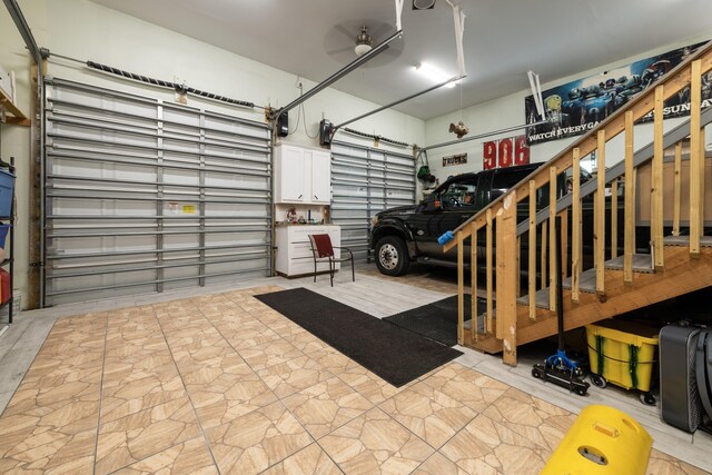 garage with ceiling fan