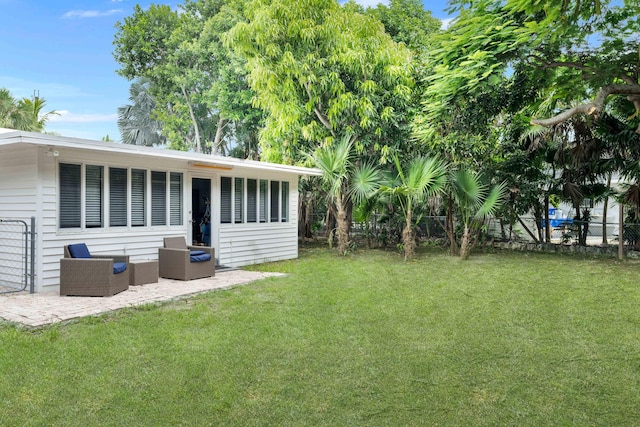 view of yard featuring a patio and an outdoor hangout area