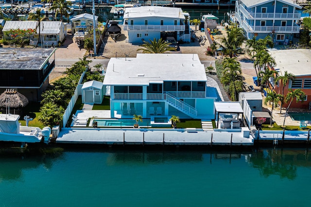 view of subject property featuring a nearby body of water
