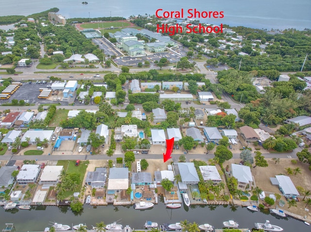 263 Azalea St, Tavernier, FL 33070 - aerial overview of property's location featuring a large body of water and nearby suburban area