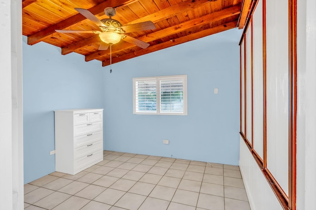 263 Azalea St, Tavernier, FL 33070 - empty room with wooden ceiling, a ceiling fan, and light tile patterned flooring