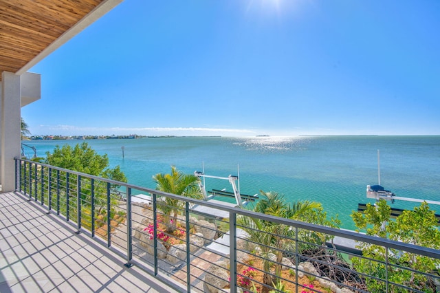 balcony with a water view