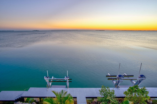 view of water feature featuring a dock