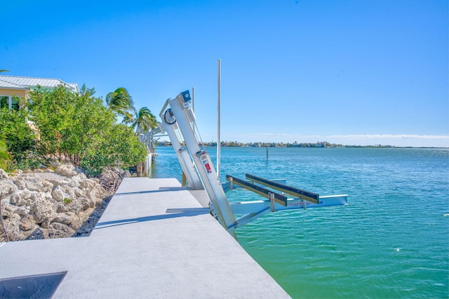 dock area featuring a water view