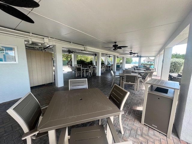 view of patio with ceiling fan