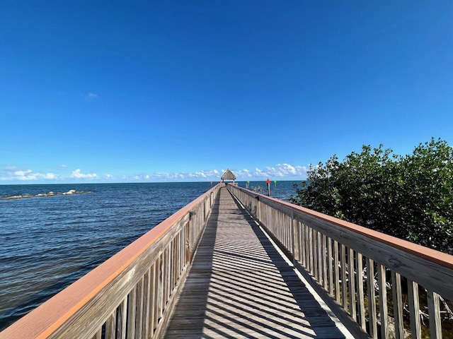 view of community with a water view