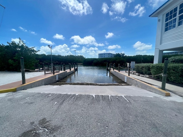 view of dock featuring a water view