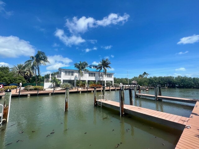 dock area featuring a water view