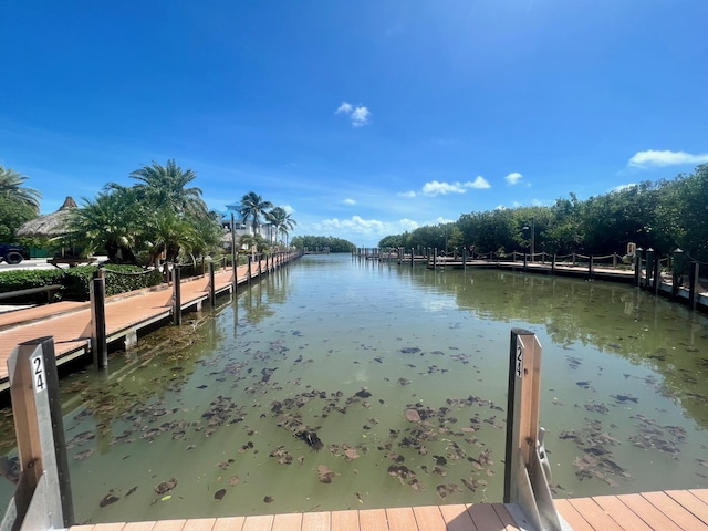 view of dock featuring a water view