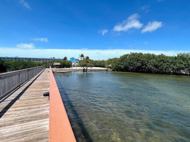 view of dock featuring a water view