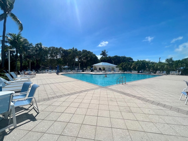 view of swimming pool featuring a patio area