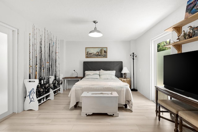 bedroom with light hardwood / wood-style floors