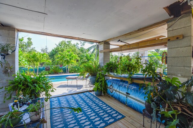 view of pool featuring a deck