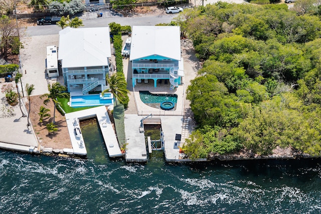 drone / aerial view of a pool area