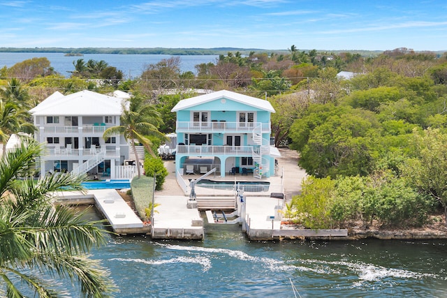 view from above of property featuring a large body of water