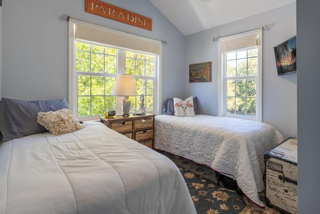 bedroom with vaulted ceiling