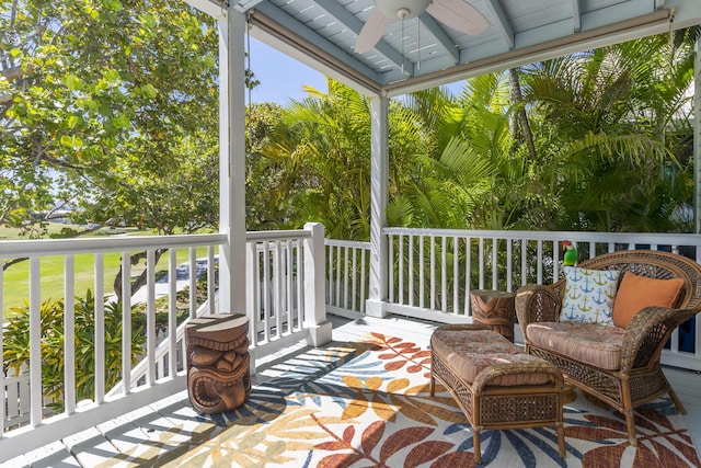 deck featuring ceiling fan