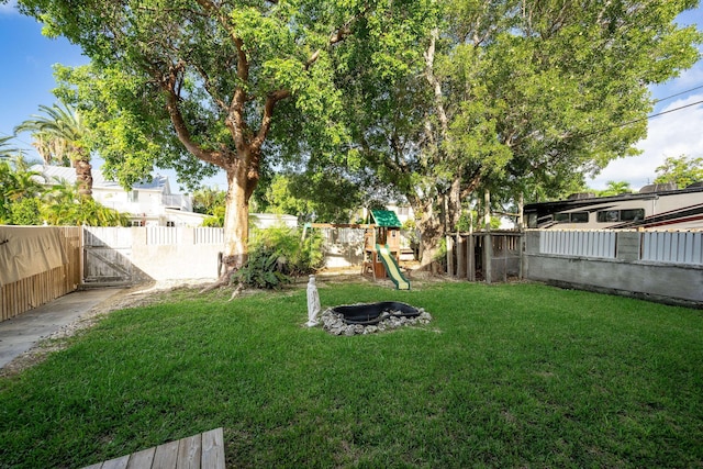 view of yard featuring a playground