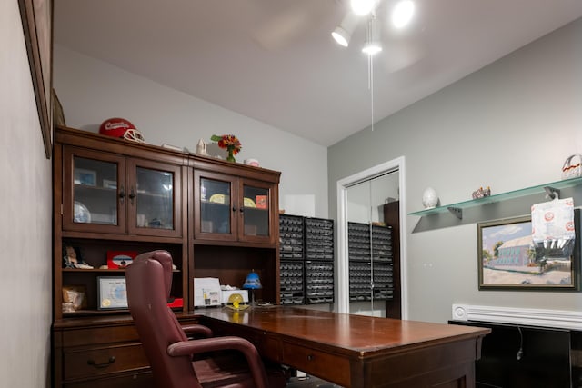 office with lofted ceiling