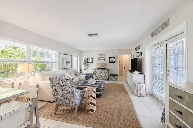 view of tiled living room