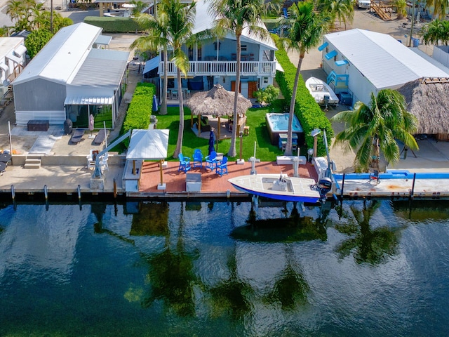 dock area with a water view