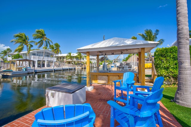 dock area with a water view