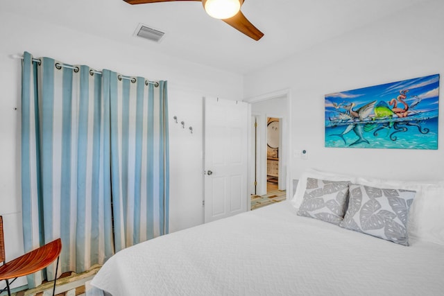 bedroom featuring ceiling fan