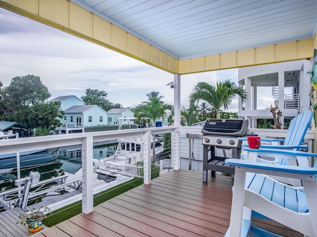 deck featuring grilling area