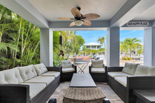 853 Ellen Dr, Key Largo, FL 33037 - view of patio / terrace with an outdoor hangout area and ceiling fan