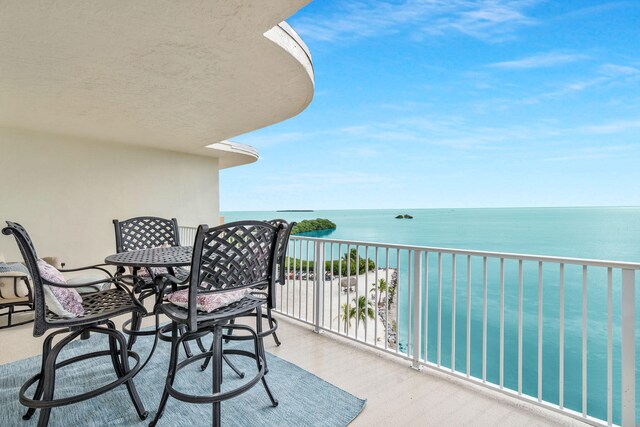 balcony with a water view