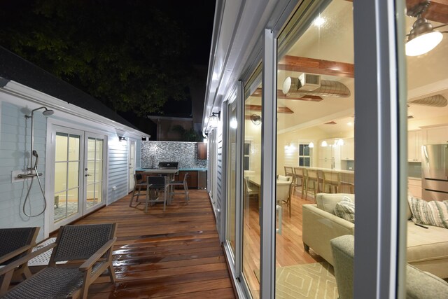 exterior space with french doors and grilling area