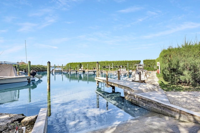 view of dock featuring a water view