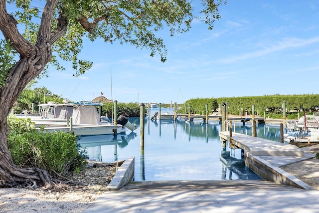 view of dock featuring a water view