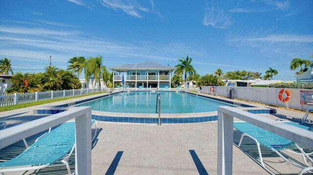 view of pool featuring a patio