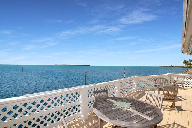 exterior space featuring a water view