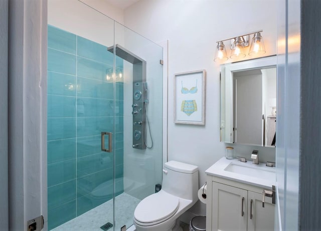 121 Lisbon Ct, Islamorada, FL 33036 - bathroom featuring a stall shower, toilet, and vanity
