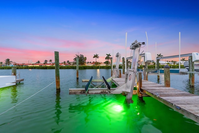 dock area with a water view