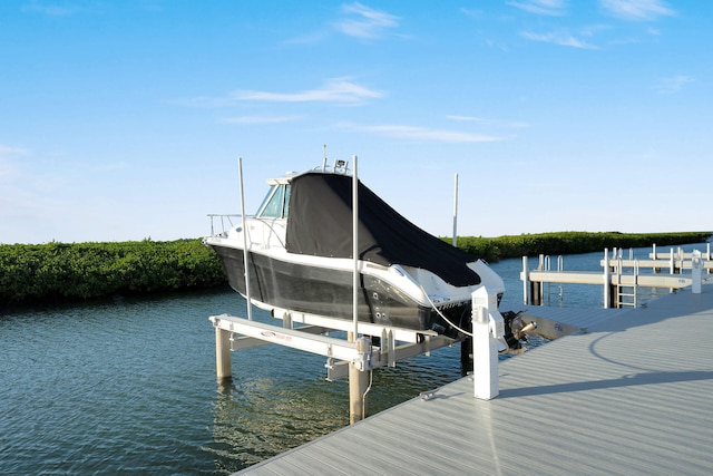 view of dock featuring a water view