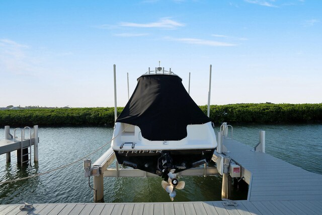 view of dock featuring a water view