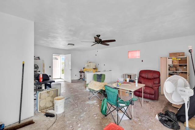 living room with ceiling fan