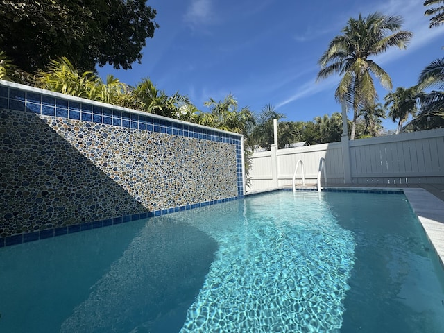view of pool with a fenced backyard and a fenced in pool